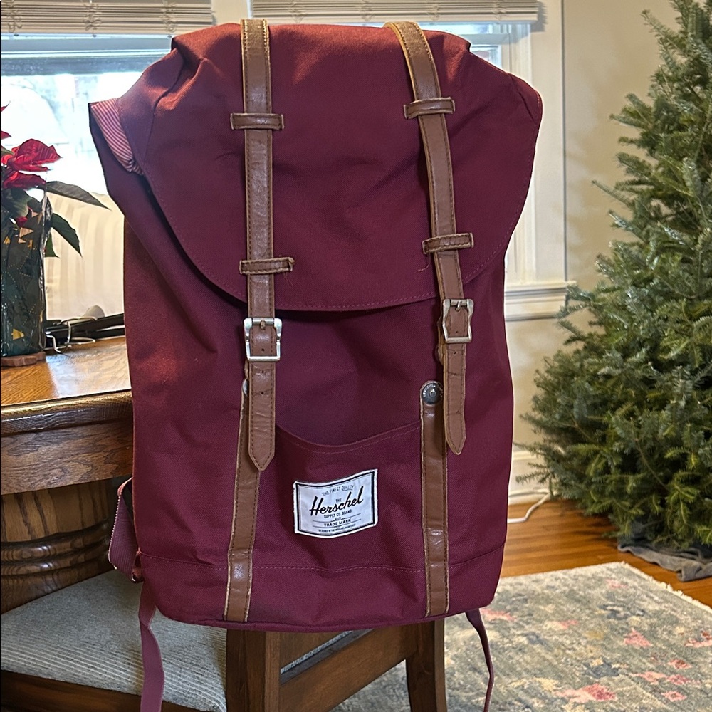 Herschel Supply Company Burgundy Backpack with Tan Straps